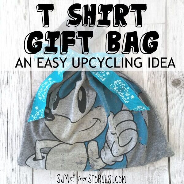 turn an old shirt into a reusable gift bag