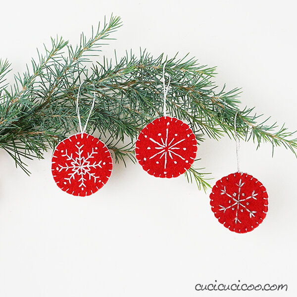 Snowflake Embroidered Ornaments