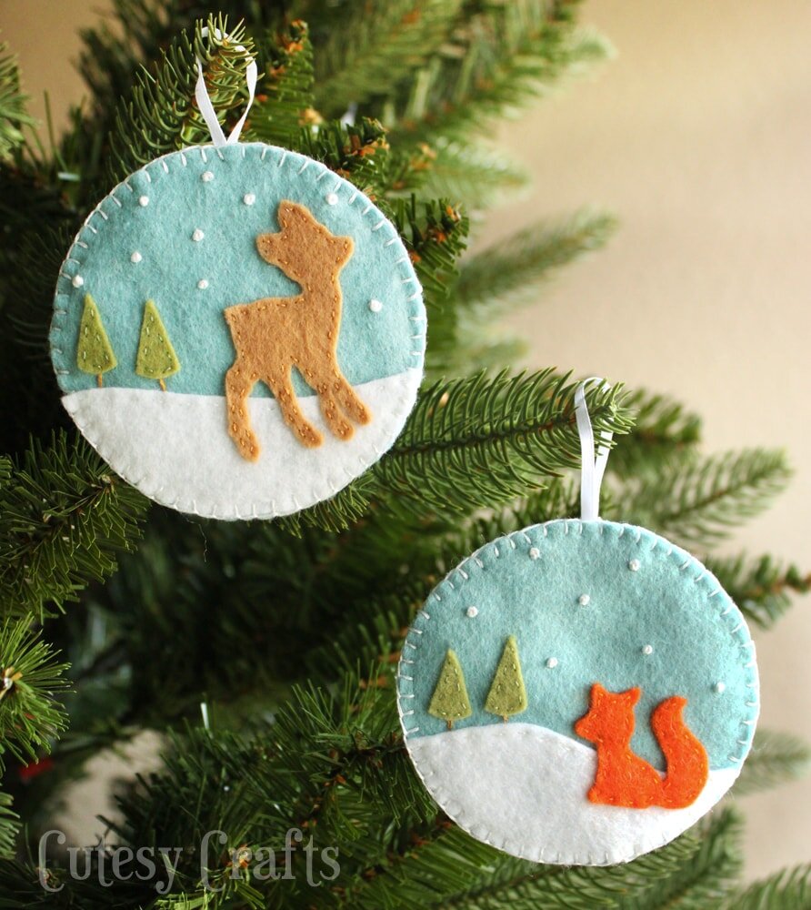 Deer and Fox Felt ornaments