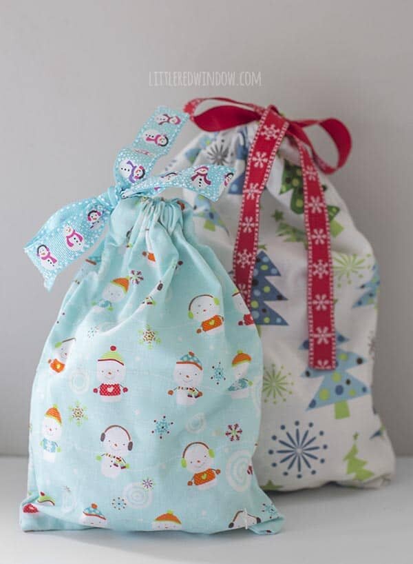 Christmas Angels Gift Bag-Cloth-Handmade-Draw String Bag 