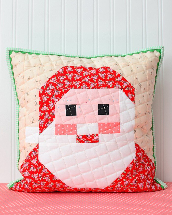 Santa Claus Quilt Block Pillow