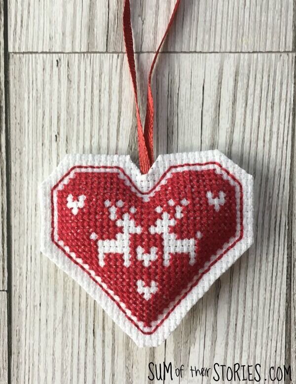 cross stitch christmas ornament scandi style