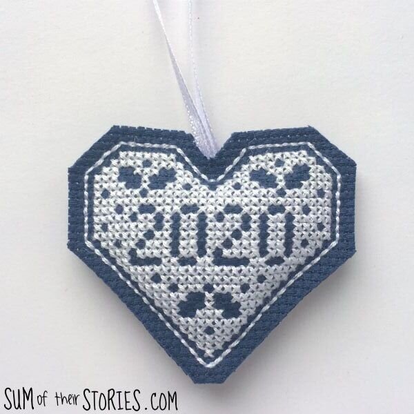 How to make a cross stitch heart ornament