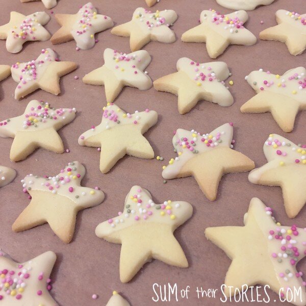 White chocolate dipped star biscuit recipe