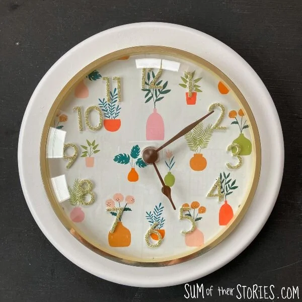 Simple Clock Makeover with Glitter Stickers