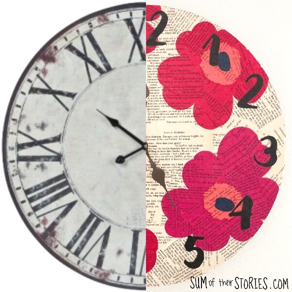 Double Embossed on Clear Clocks Roses PEEL OFF STICKERS Time Type 2 Clock 