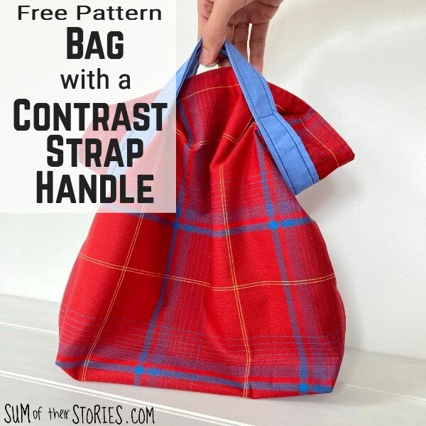 Easy Bag Free Pattern with Contrast Strap Handle