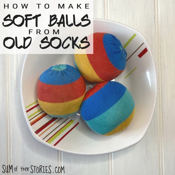 A bowl of soft play balls made from old socks