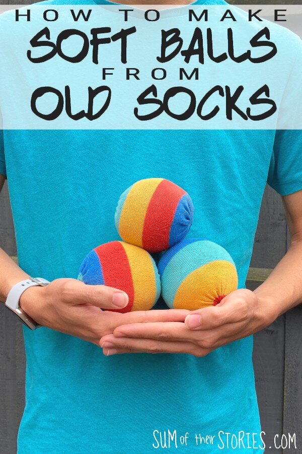 Soft stripy balls made from old socks
