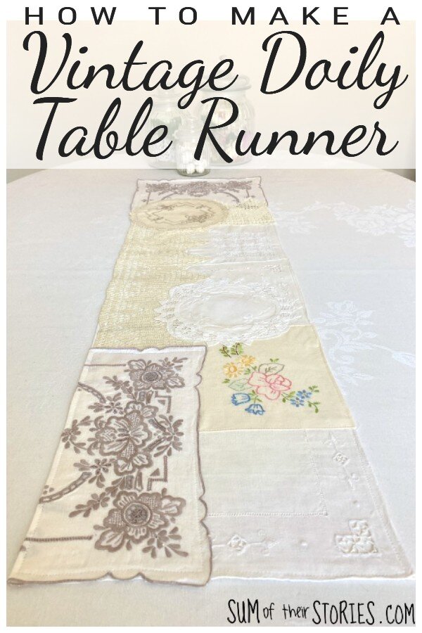 how to make a table runner from vintage doilies