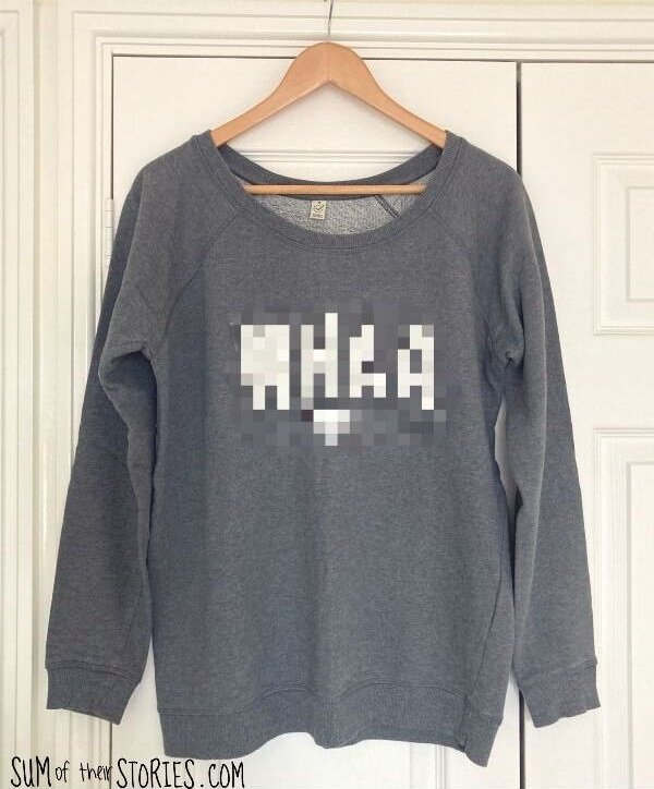 A grey sweatshirt ready for a makeover