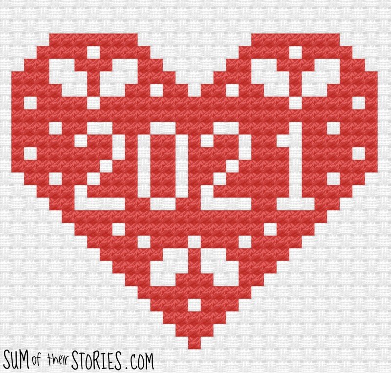 2021 cross stitch heart design