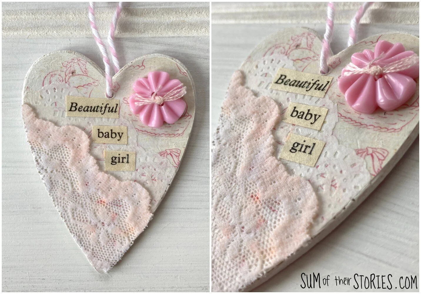 How to Update Some Wooden Hearts With Decoupage