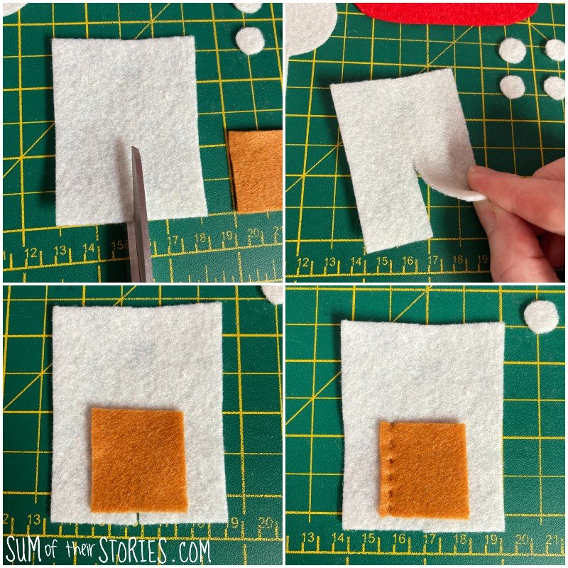 step by step of how to add a door to a felt fairy house