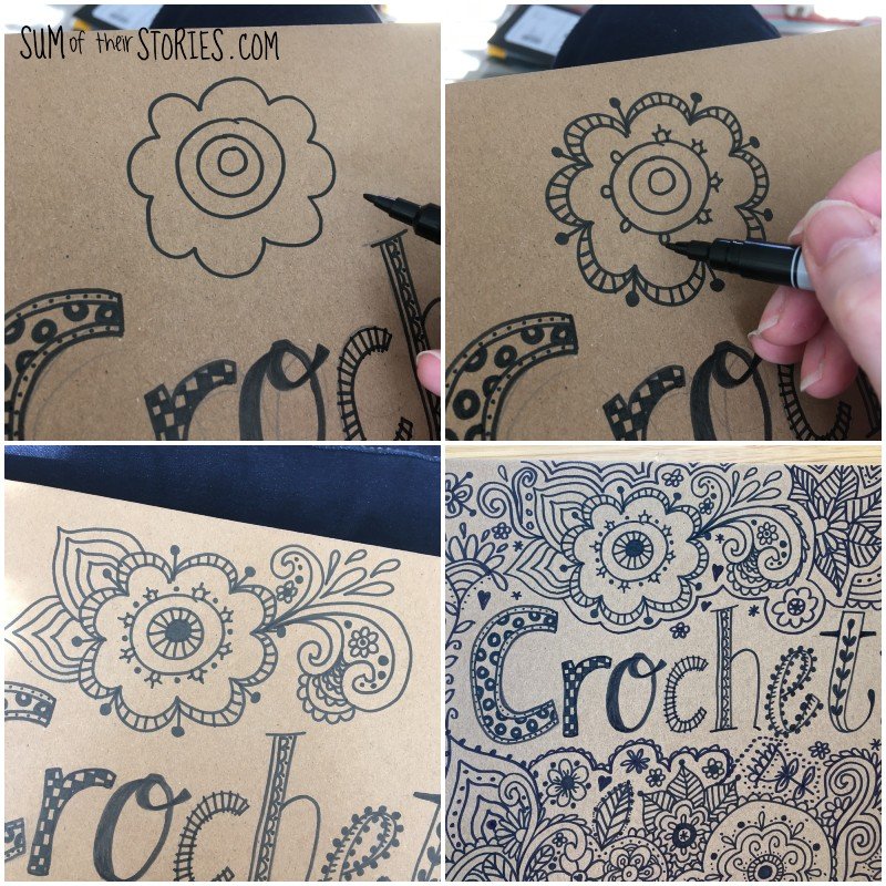 step by step to doodle a flower design
