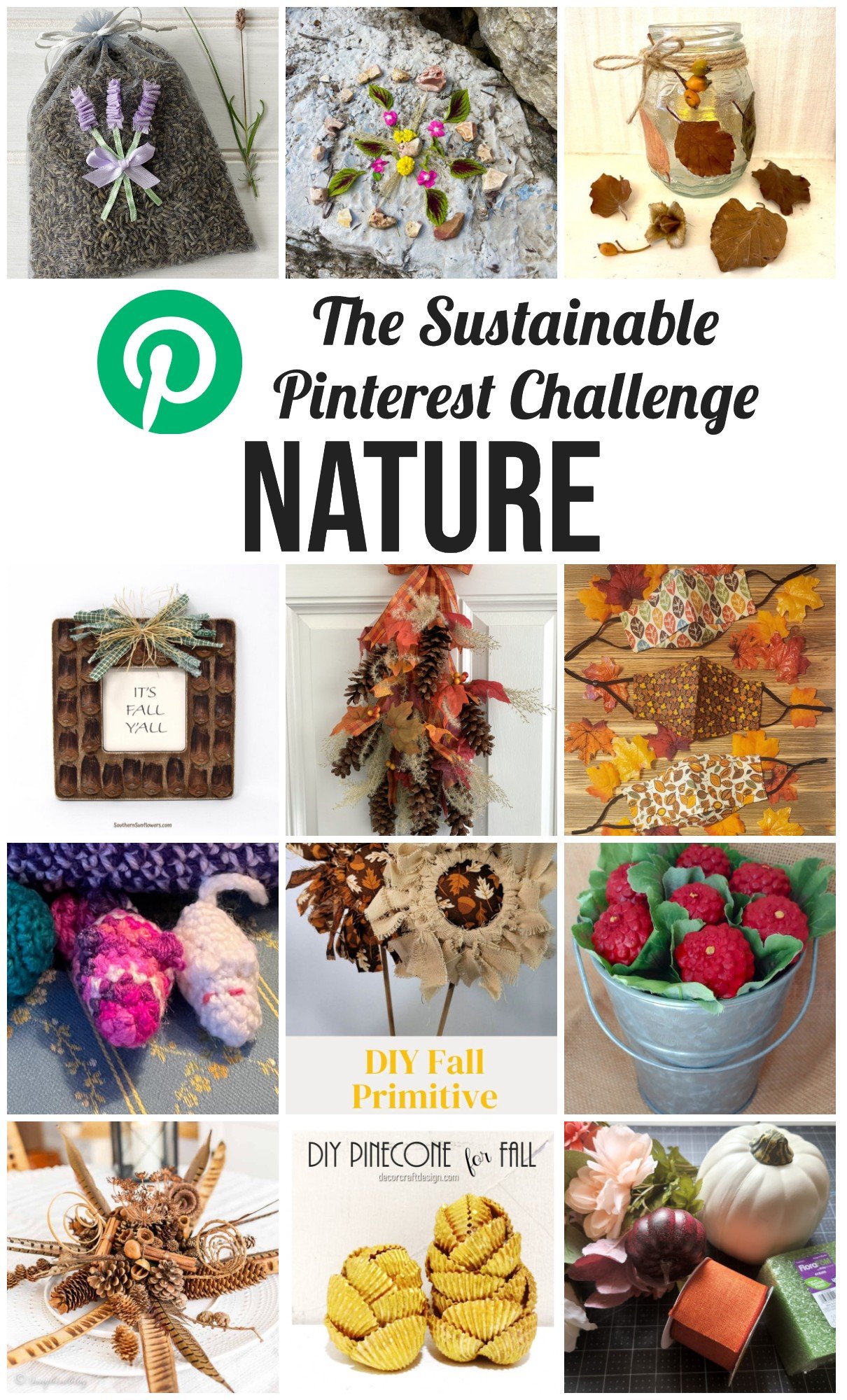 A collage of nature inspired crafts