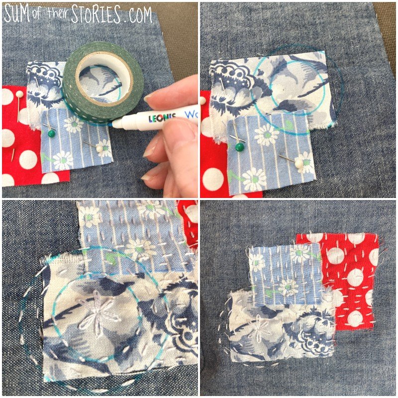 How to make a Square Drawstring Bag with Boro Style Decoration — Sum of ...