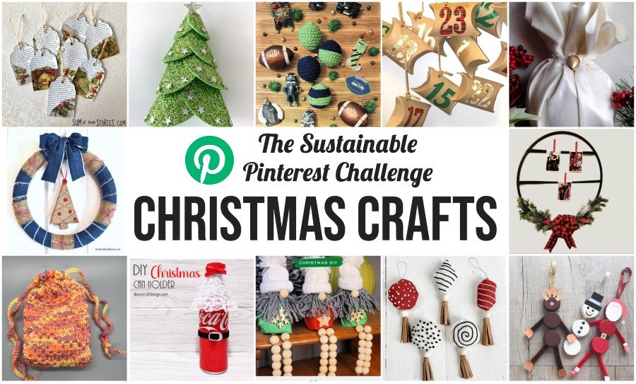 A collage of Christmas craft ideas using recycled materials