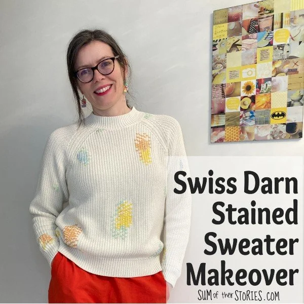 Swiss Darn Stained Sweater Makeover