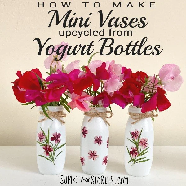 Mini Vases made from Yogurt Bottles