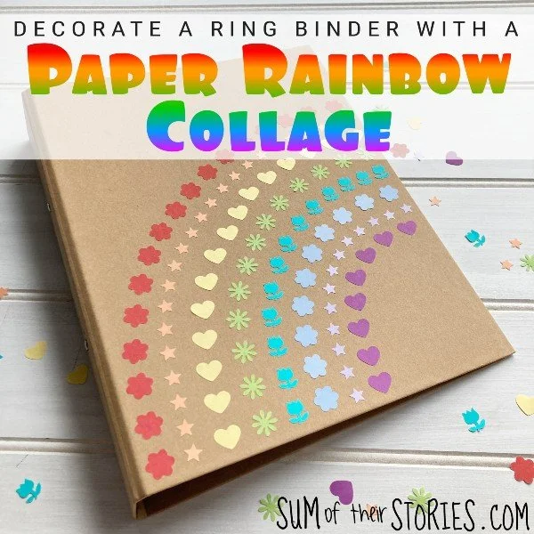 Decorate a Ring Binder with a Paper Rainbow Collage