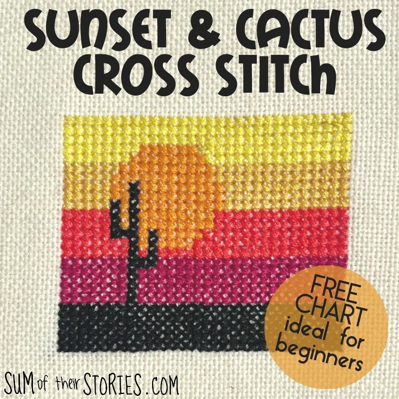Sunset and Cactus Free Cross Stitch Chart