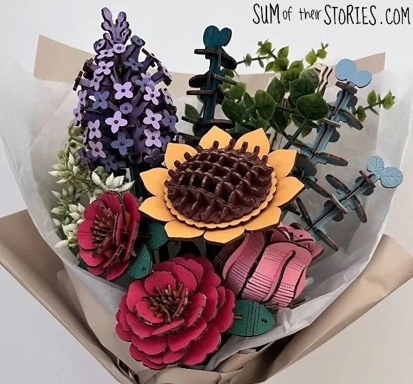  wooden flowers made from a kit 