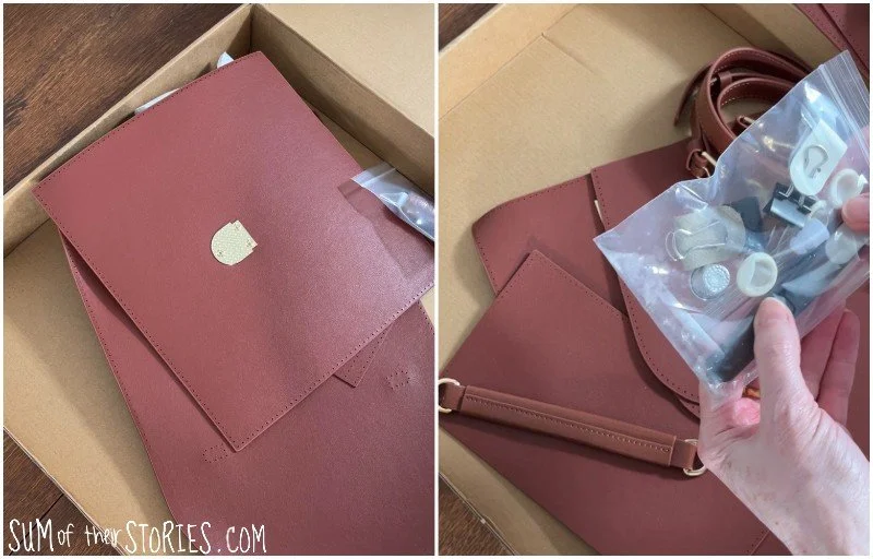 unboxing a leather bag kit
