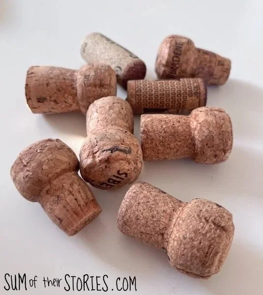 pile of corks to use to make paint stamps