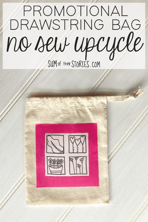 Promotional Drawstring Bag No Sew Upcycle — Sum of their Stories Craft Blog