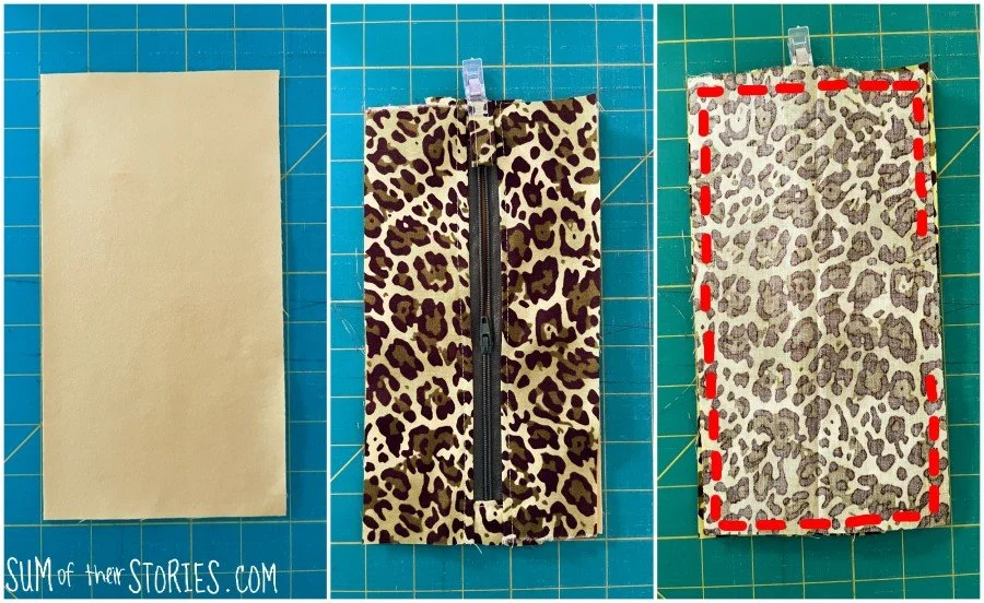 layer up pieces to make flat pencil case