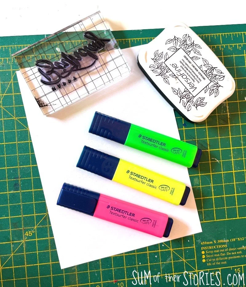supplies needed to make highlighter birthday cards