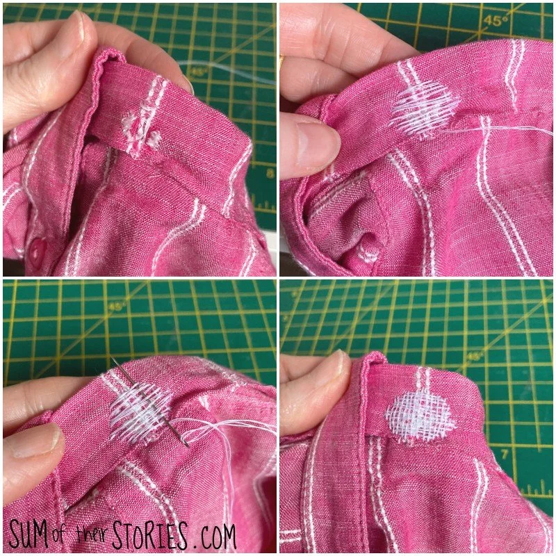 How to fix small holes in clothes with visible mending — Sum of their