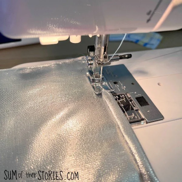 sewing a narrow hem on the sewing machine