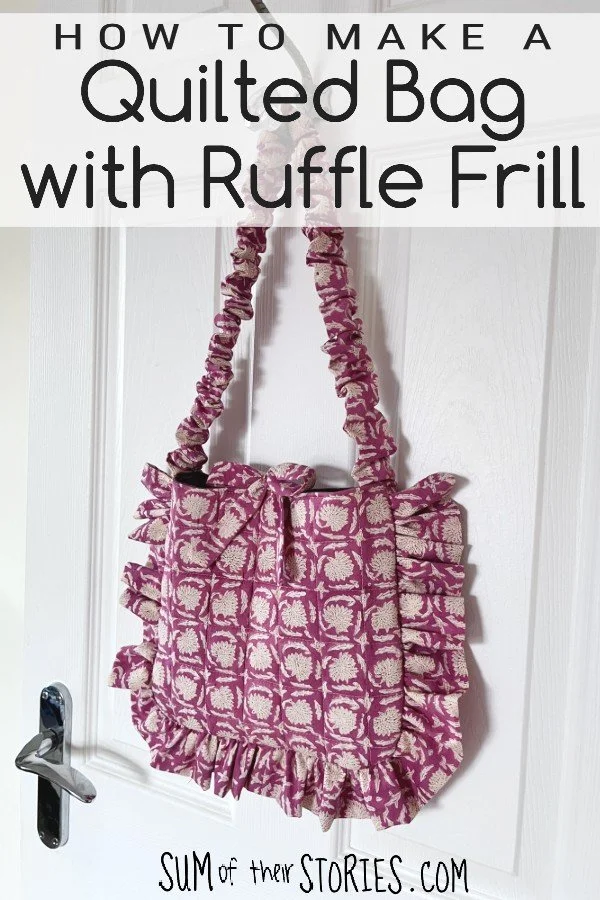 quilted bag with a frilled ruffle