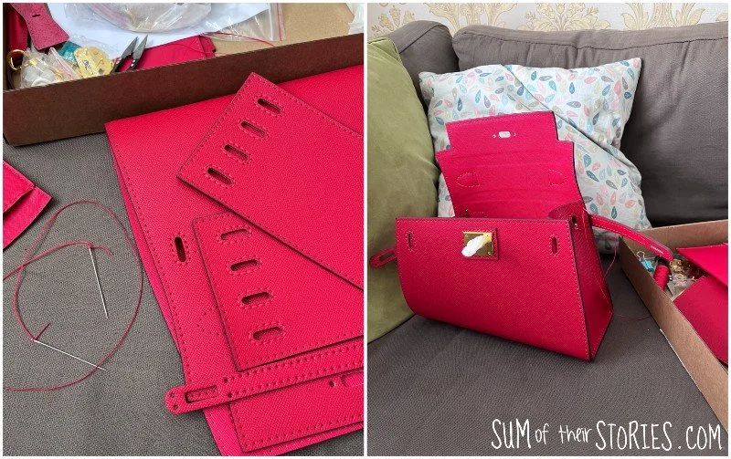 sewing a leather handbag from a kit work in progress photos