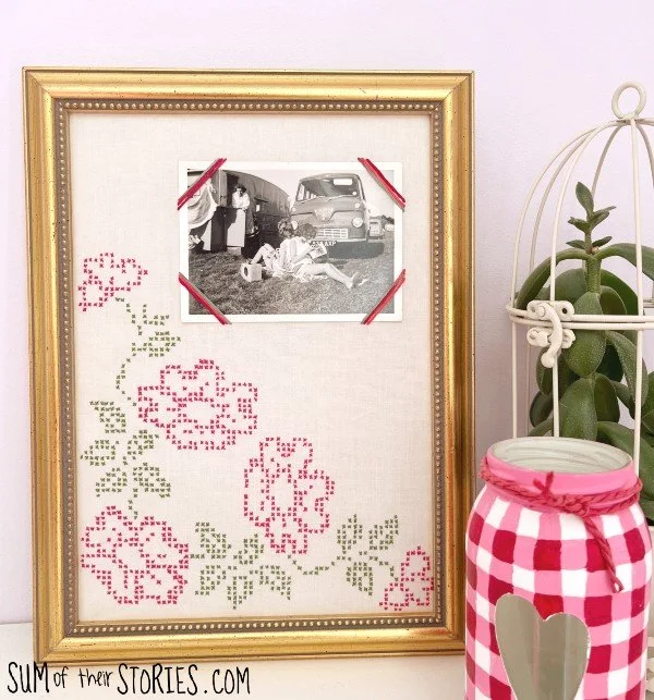 upcycled picture frame with fabric insert