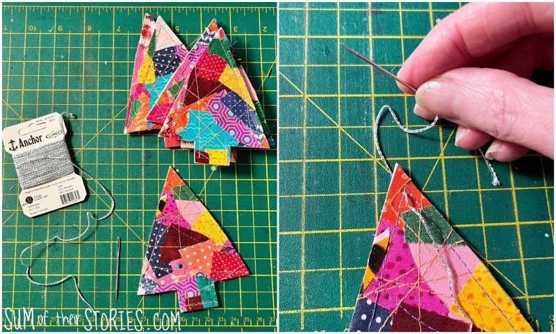 Scrap Fabric Christmas Tree Decorations — Sum of their Stories Craft Blog