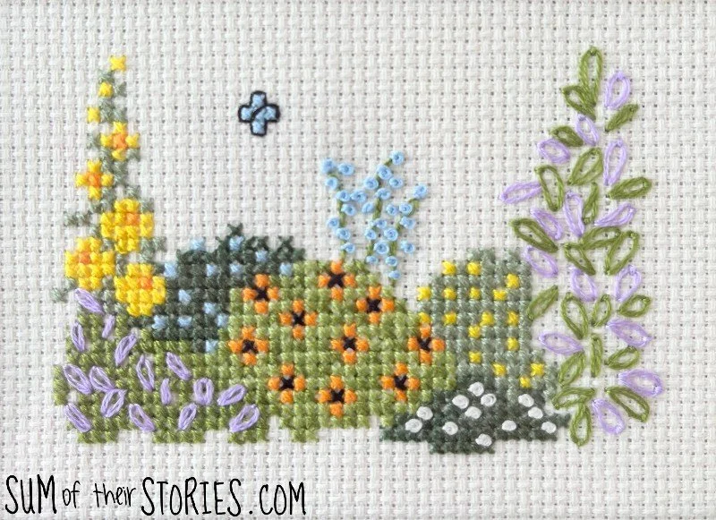close up of garden border embroidery design