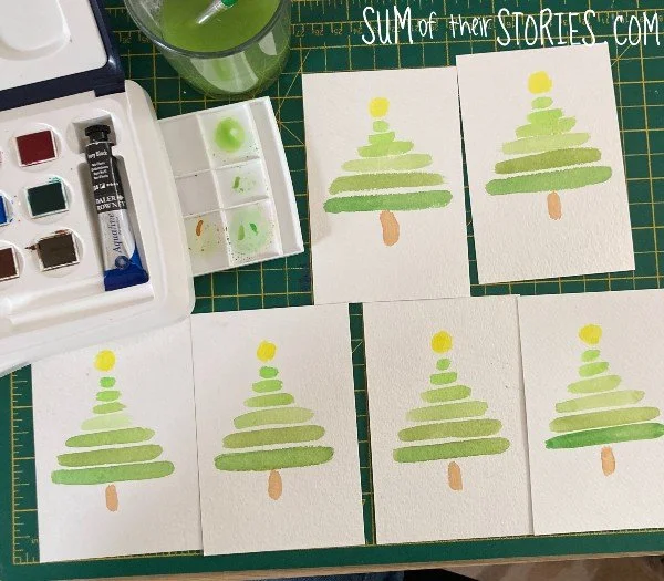 How to make the simplest Watercolour Christmas Tree Cards — Sum of