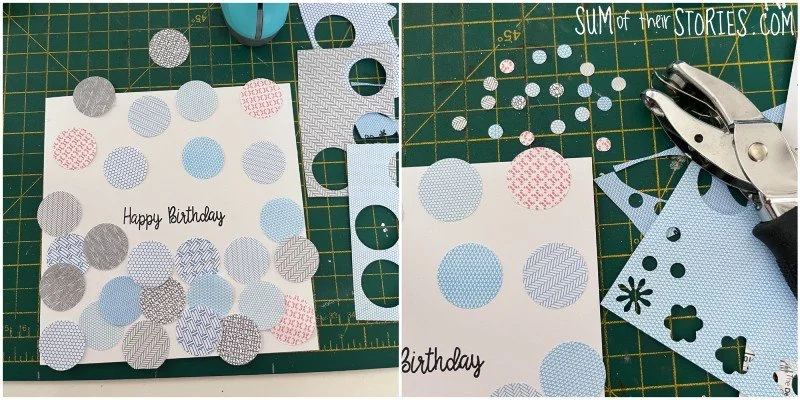 making a dotty collage greeting card