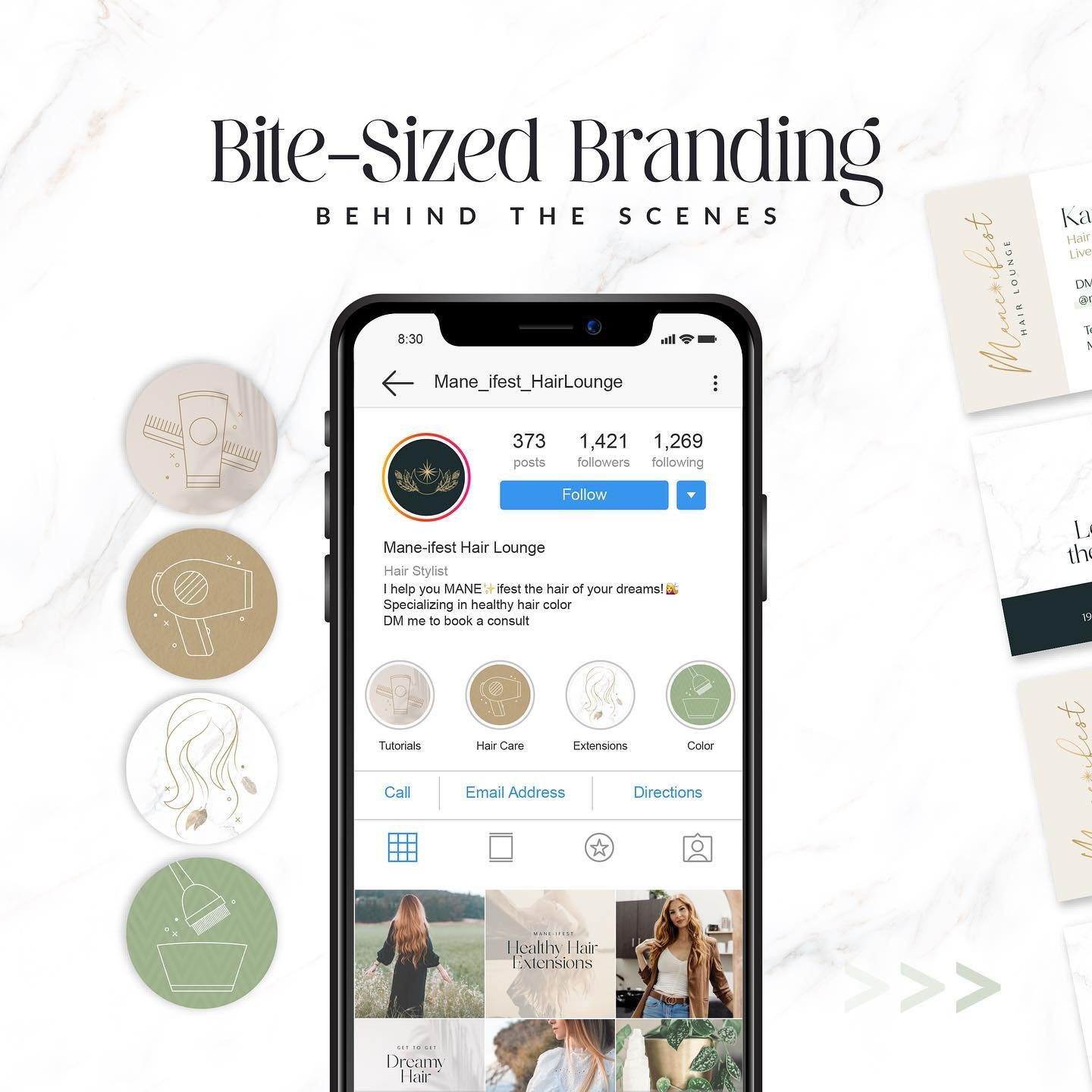 Peek behind the scenes of a recent bite-sized brand! 👀 Sharing a bunch of the logo designs that didn&rsquo;t make the cut 🤫
.
+ Custom branded IG highlight covers, full brand board, and gold foil business cards 🤩
.
Eager to up-level your brand thi