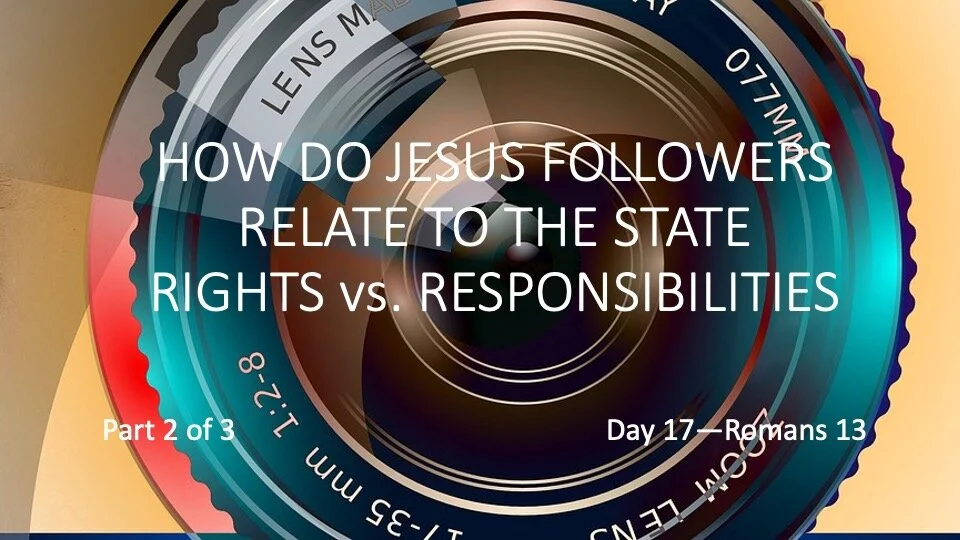HOW DO JESUS FOLLOWERS RELATE TO THE STATE: RIGHTS vs. RESPONSIBILITIES