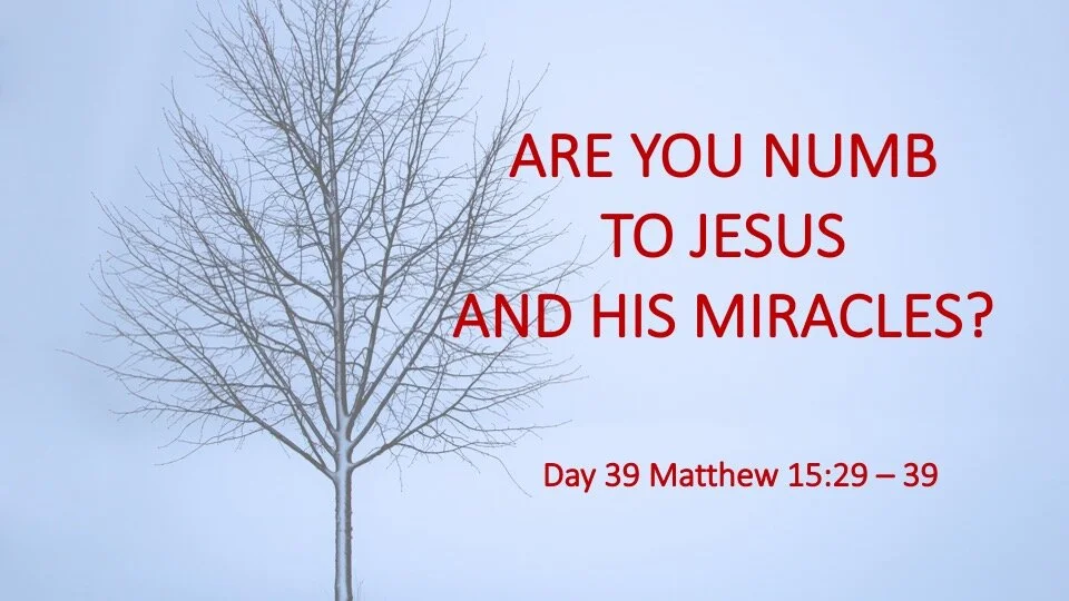 ARE YOU NUMB TO JESUS AND HIS MIRACLES?