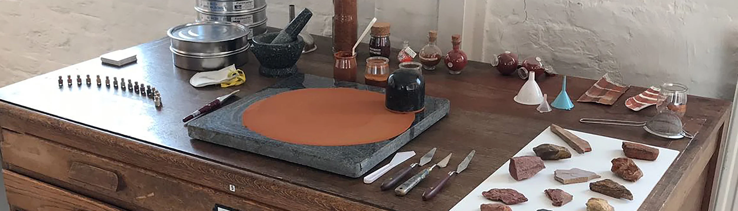 Pigment grinding in Catalina Christensen’s studio. Photo courtesy of Catalina Christensen.