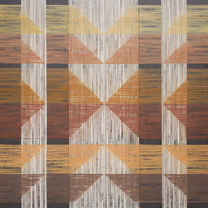 Exchange, handmade oil paint on panel, 72 by 72. Photo by Amanda Brazier.