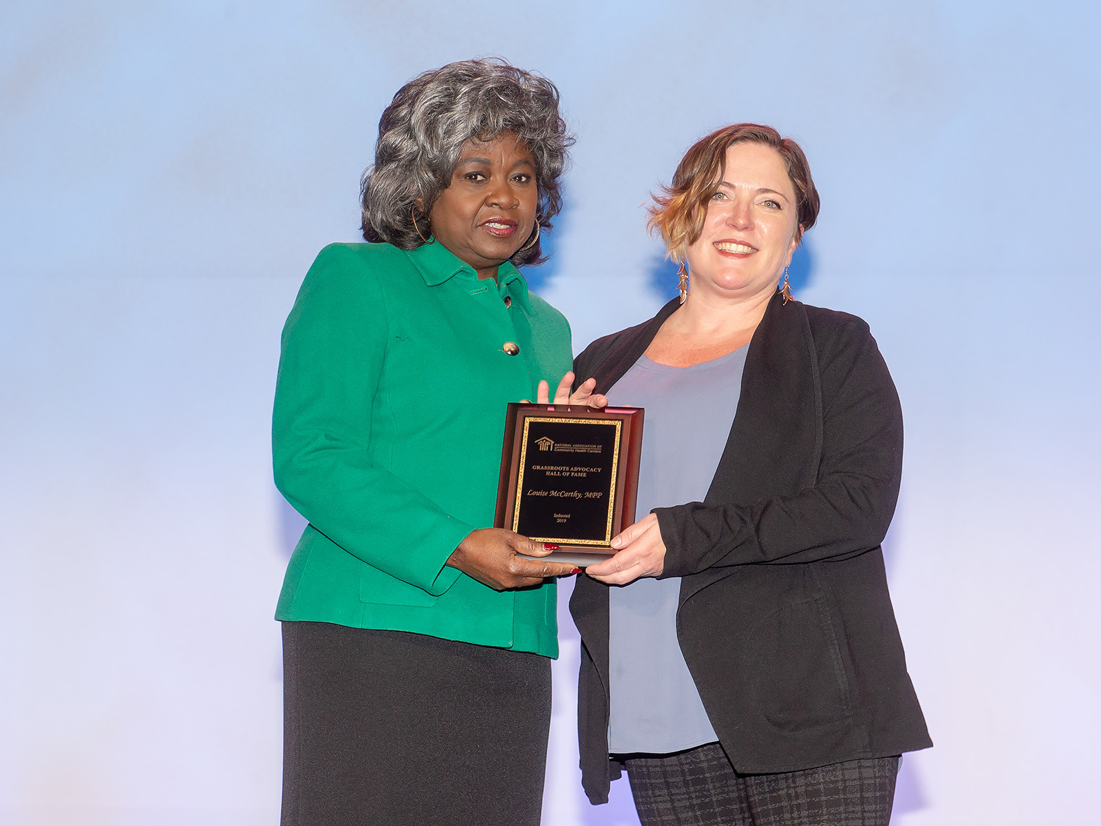  Louise McCarthy, President and CEO of the     Community Clinic Association of Los Angeles County, was inducted into NACHC’s Grassroots Hall of Fame 