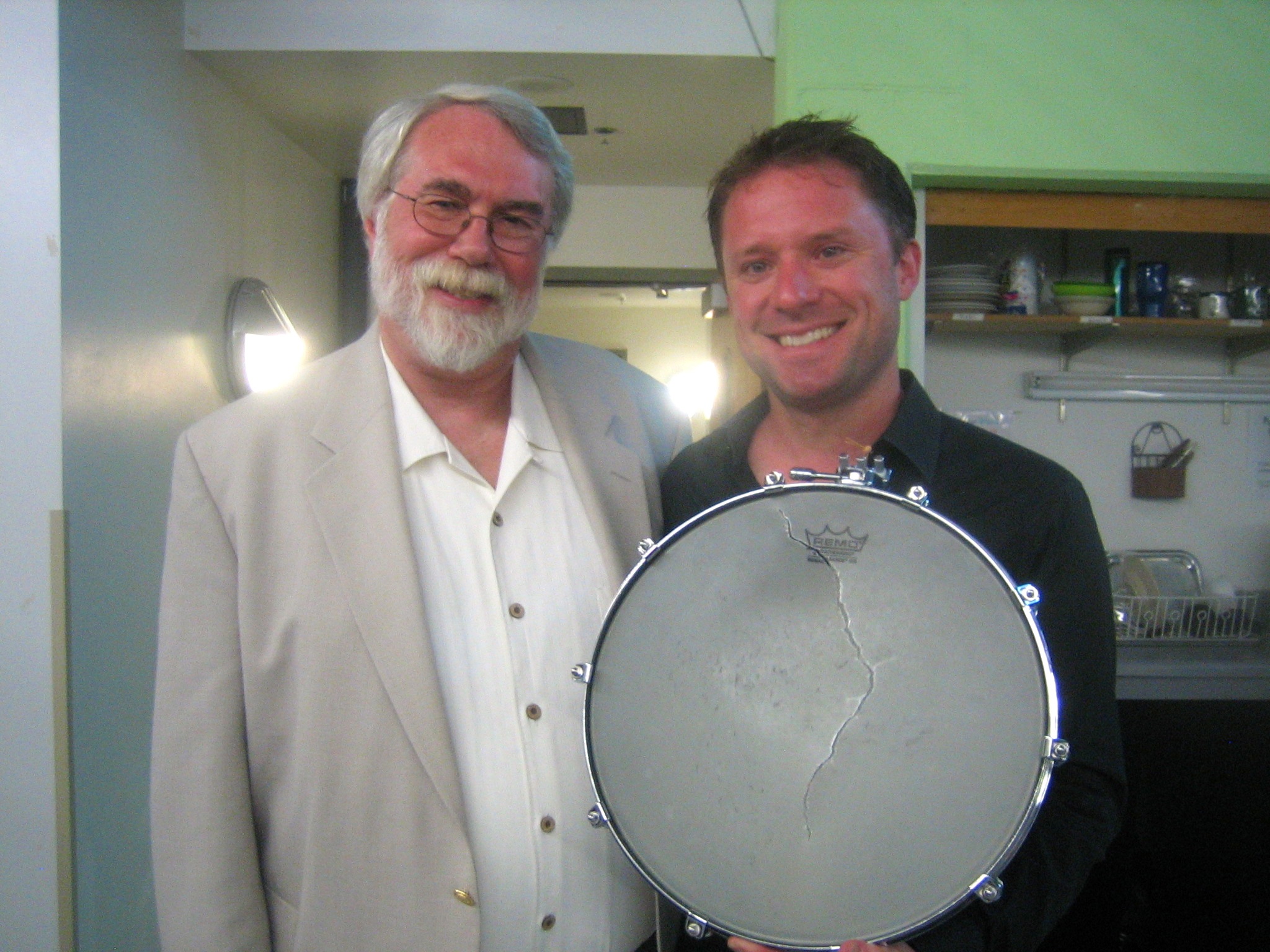 Christopher Rouse in Aspen after one of many performances of his concerto. I broke a snare head; Chris said 'Still not loud enough!!!'