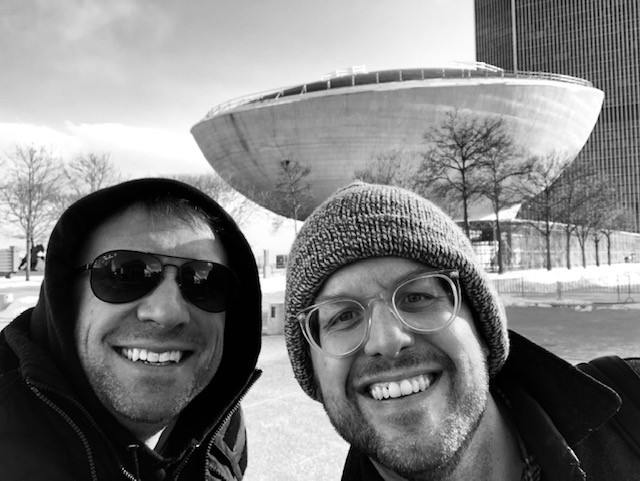 With Robert Honstein before the world premiere of his Percussion Concerto at the Palace Theatre in Albany, New York