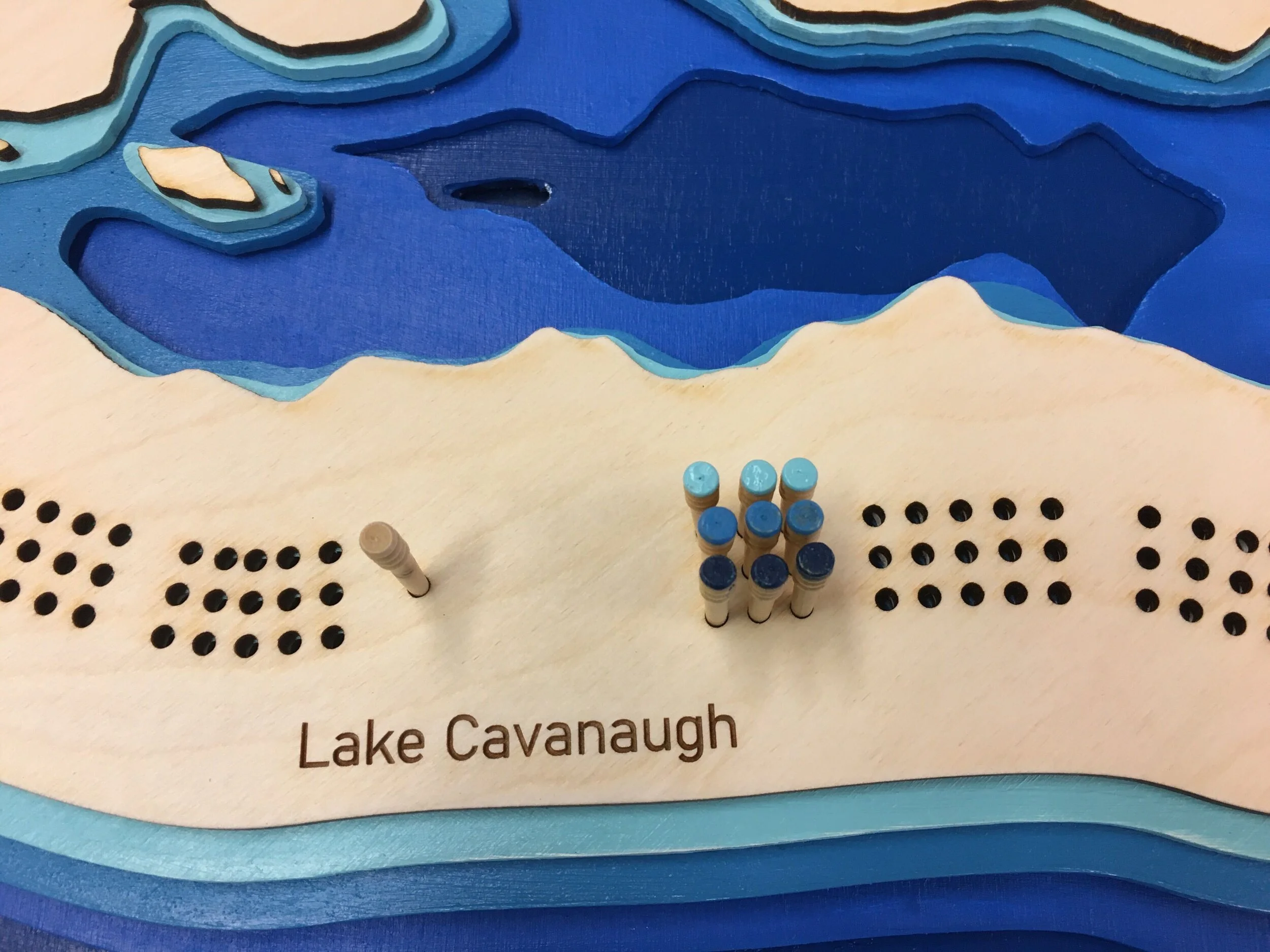  Plain cribbage pegs painted with leftover paint from the layers. 